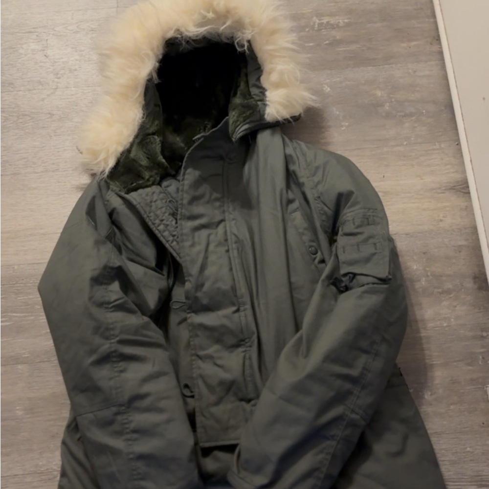 Women's Gray Bomber Jacket with Faux Fur Hood